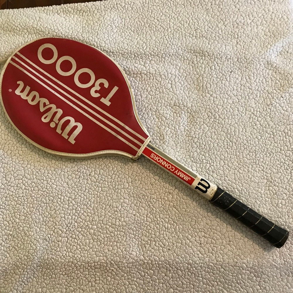 Vintage Wilson Jimmy Connors Sentry Wood Tennis Racquet with T3000 Cover 4 3/8